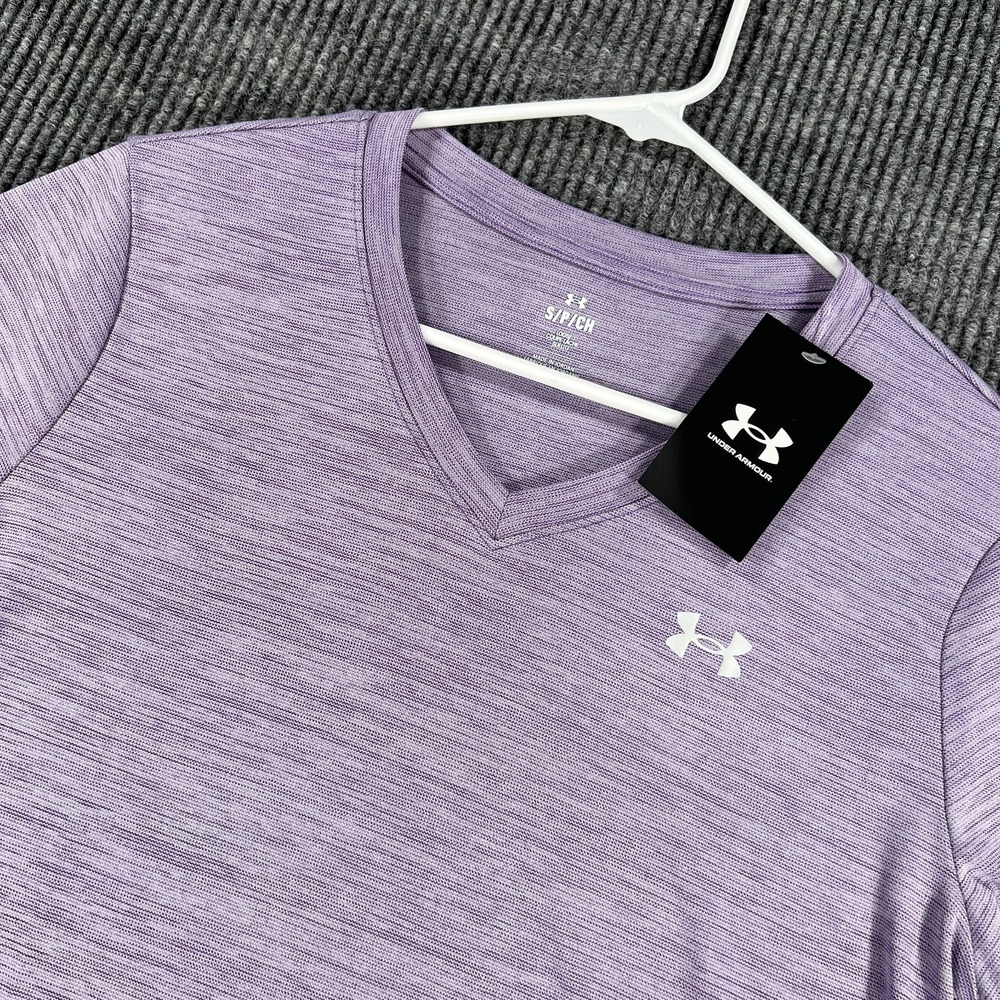 Under Armour Shirt Womens Small Purple Short Sleeve Loose Active Training New